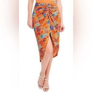 BCBGMAXAZRIA Midi Skirt with High-Low Hem - Size XS